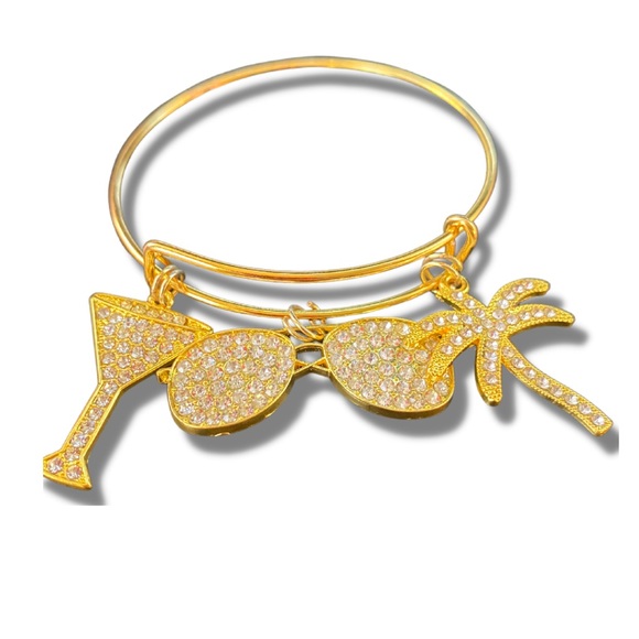 Custom "Summer Time Vibes" Bangle Charm Bracelet - Picture 2 of 2